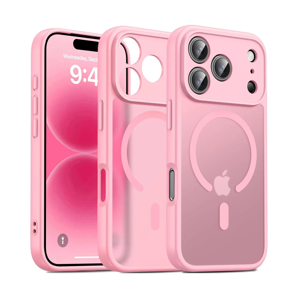 Hochwertige Fingerabdruckhemmende Matte MagSafe-Hülle für iPhone 18 Pro & iPhone 18 Pro Max – Durchscheinende Magnethülle zum Laden Kaufschwan® Rosa iPhone 18 Pro