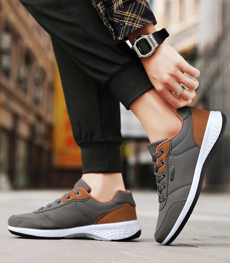 Herren Ledersneaker – Trendige Sportschuhe | Atmungsaktive & Rutschfeste Freizeitschuhe für Reisen & Alltag Kaufschwan®