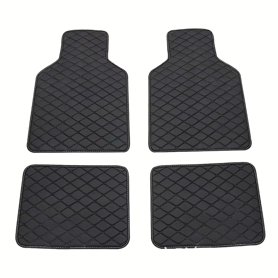 4-teiliges universelles PU-Leder Autoschalenmatten-Set – Vorder- & Rückfußmatten für Auto, LKW & SUV Kaufschwan® Schwarz