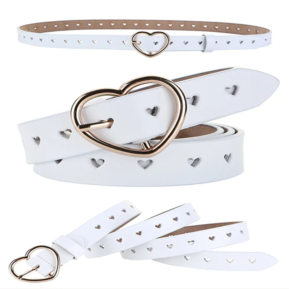 Damen Herz Gürtel – Schlicht & Hochwertig | Reiner Farbton Freizeitgürtel für Jeans, Hosen & Alltag