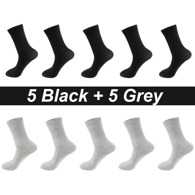 10 Paare Herren Kammbaumwollsocken | Schwarze Freizeit- & Businesssocken Atmungsaktiv Hochwertig Kaufschwan® 5 Schwarz - 5 Grau EU 44-48