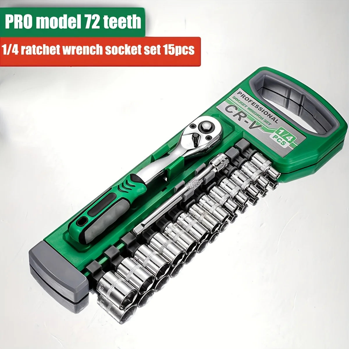 72-Zahn Steckschlüssel Set 1/4"-3/8"-1/2" Ratschen Werkzeug Kompaktes Auto Reparatur Set