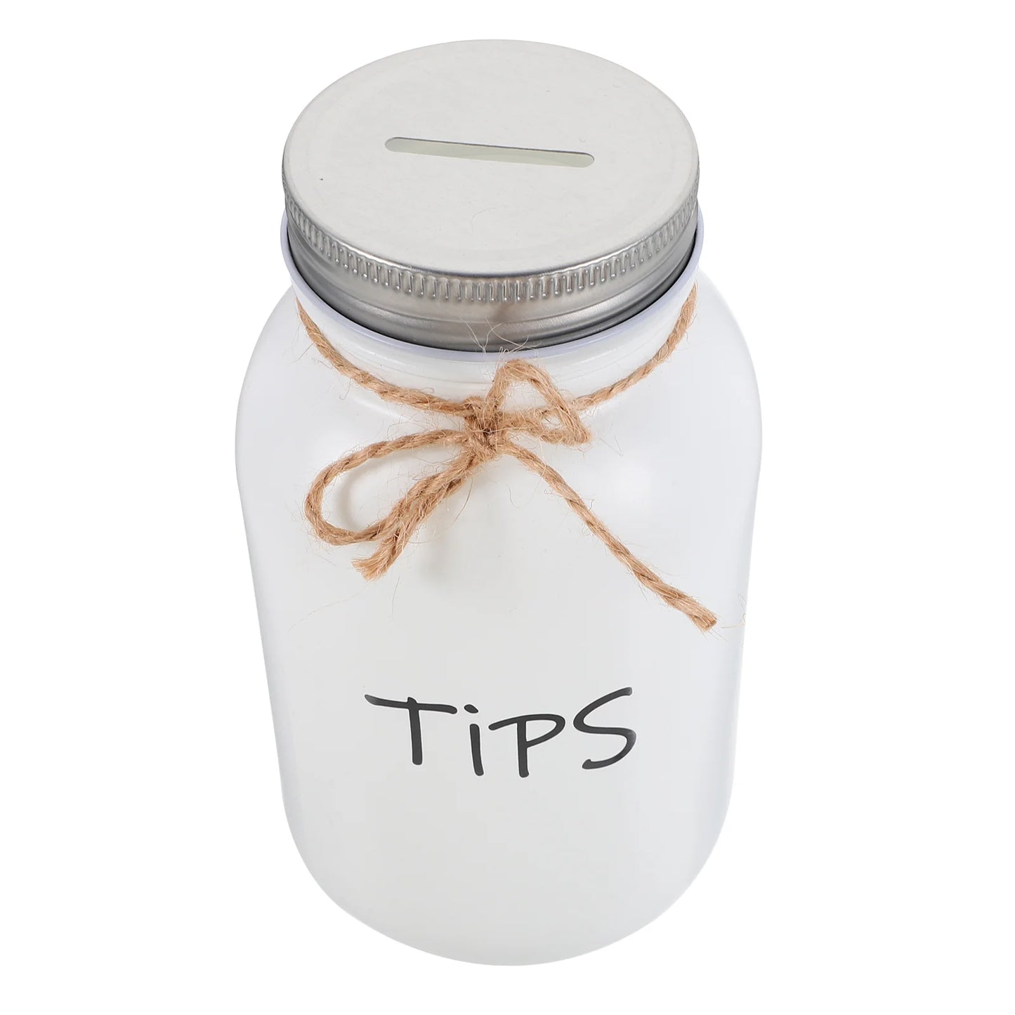 Tips/Trinkgeld Glas Sparschwein – Trinkgeldkasse - Geldspar Glas für Zuhause und Büro Kaufschwan® Weiß