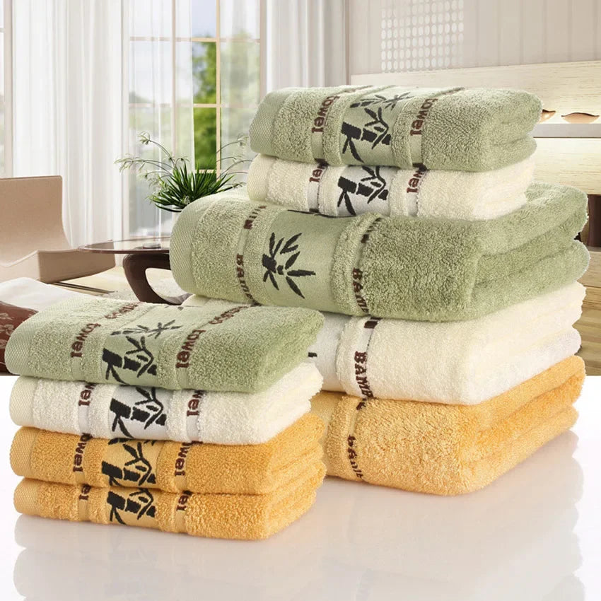 Bambusfaser Handtuch Set – Luxuriös Dick & Saugfähig | Weiche Bade- & Gesichtstücher für Erwachsene, Badezimmer & Strand Kaufschwan®