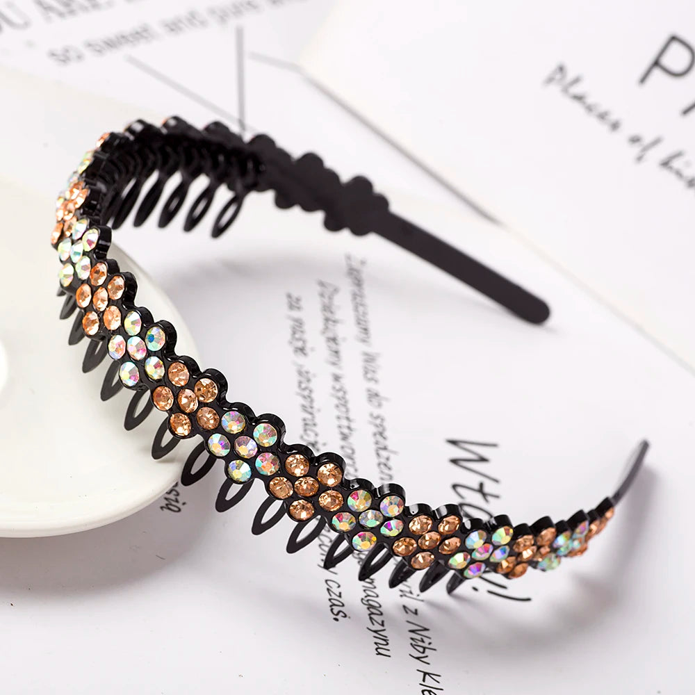 Eleganter Haarreif mit Perlen & Strass – Elastisches, rutschfestes Stirnband mit Blumen für Damen & Mädchen Kaufschwan® Sekt 1