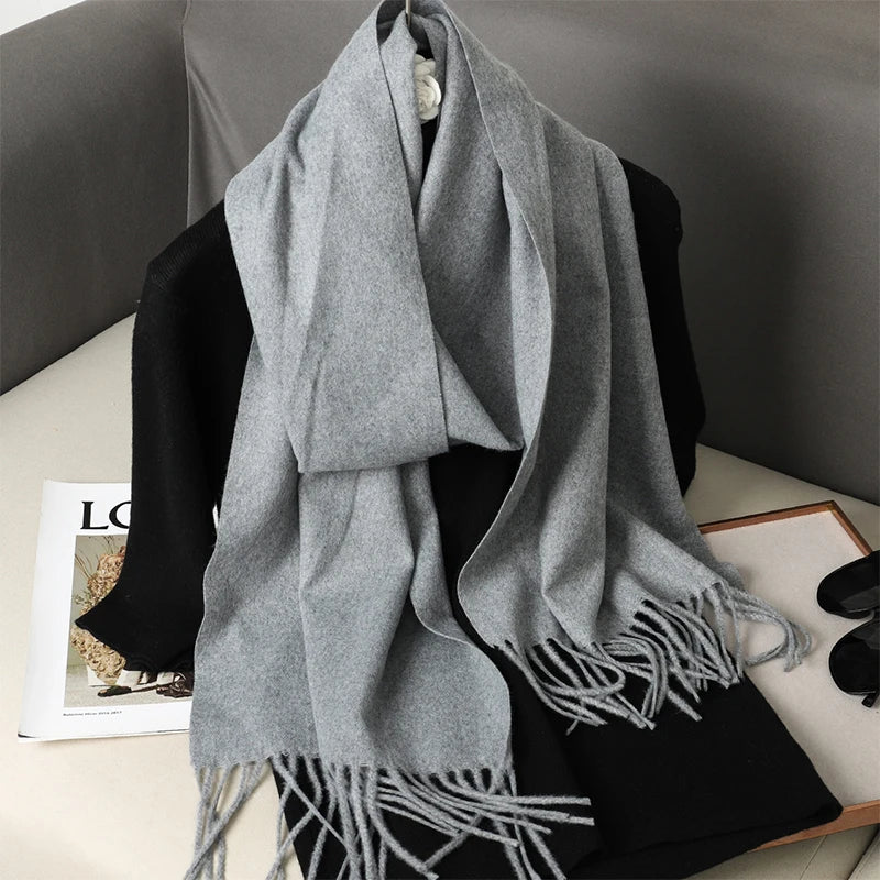 Bunte Winter Schals für Damen | Langer Kaschmir-Optik Wärmeschal | Einfarbig Hijab, Umschlagtuch & Pashmina Kopftuch
