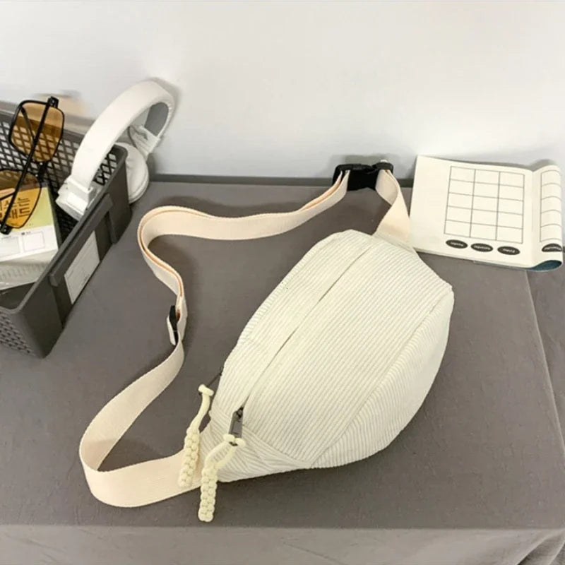 Damen Cord Gürteltasche – Große Kapazität Fanny Pack | Street Style Brusttasche, Modische Schulter- & Crossbody Hüfttasche Kaufschwan® Beige