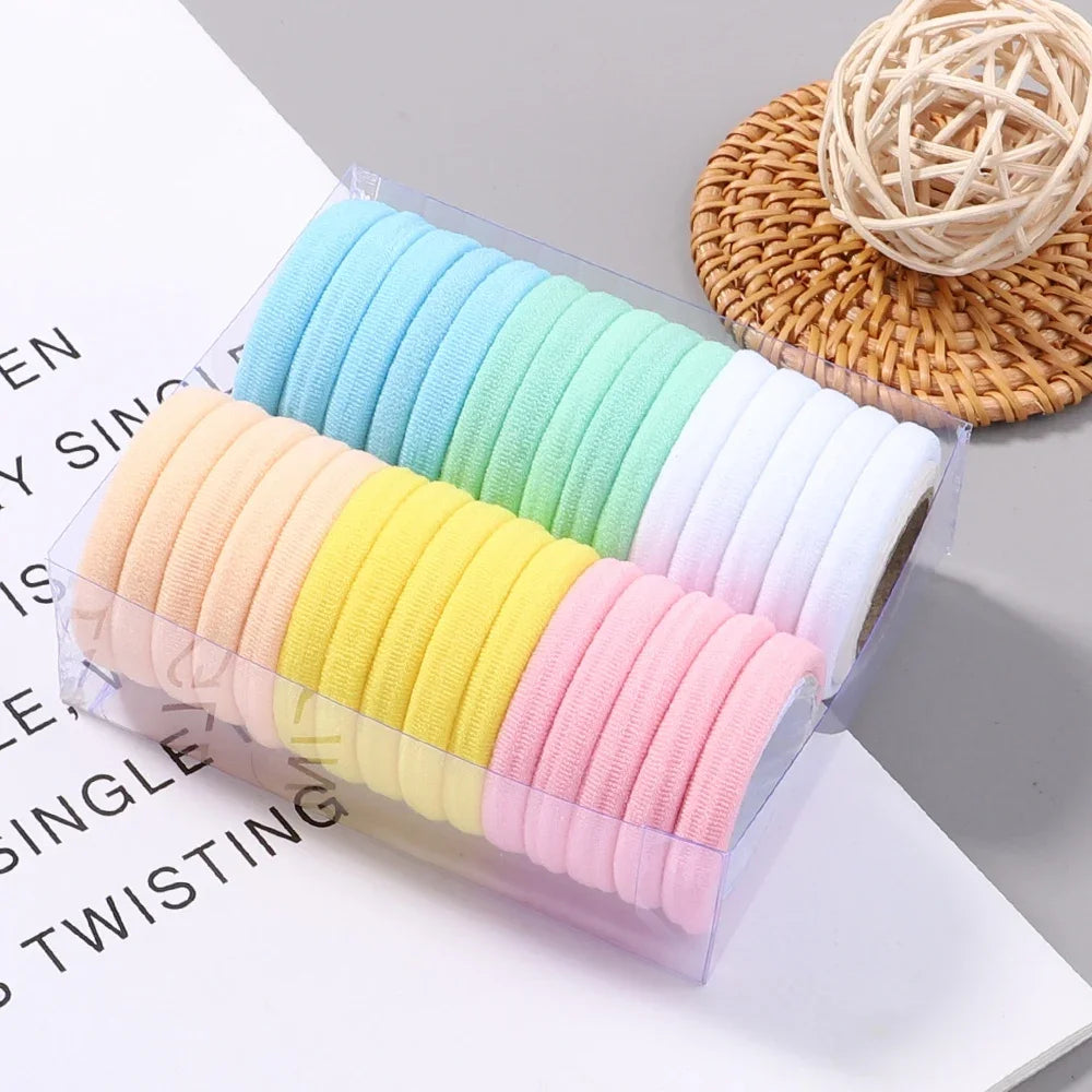 30 Stück Elastische Haargummis Damen & Mädchen | Bunte Nylon-Haargummis & Scrunchies | Zopfgummis Haaraccessoires Kinder Kaufschwan® 30er Set 4