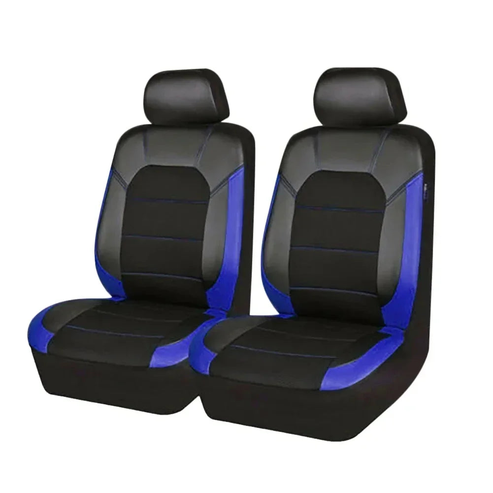 Universelles PU-Leder Autositzbezug-Set – Vollschutz für vorne & hinten, passend für 5-Sitzer Autos & LKWs Kaufschwan® 2 Sitze-Blau