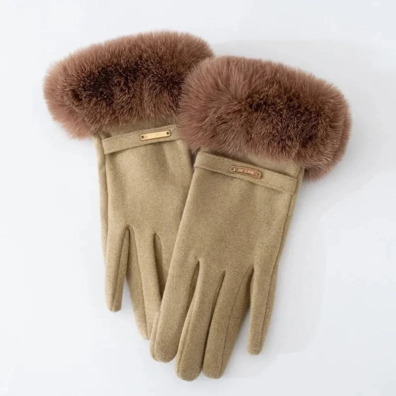 Damen Winterhandschuhe aus Wildleder – Elegante Touchscreen Handschuhe mit Samtfutter | Warme Verdickte Handschuhe für Autofahren & Radfahren Kaufschwan®