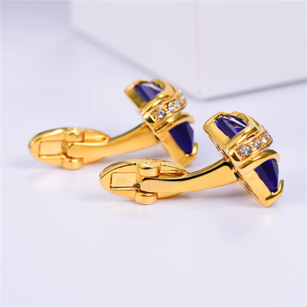 Rechteckige Herren Manschettenknöpfe mit Kristallstein – Rot, Blau & Schwarz | 14×19mm Österreichischer Kristall Luxus Schmuck Geschenk Kaufschwan®