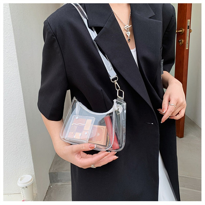 Transparente Jelly Umhängetasche – Kleine Zipper Underarm Tasche & Modische Handtasche für Damen Kaufschwan®