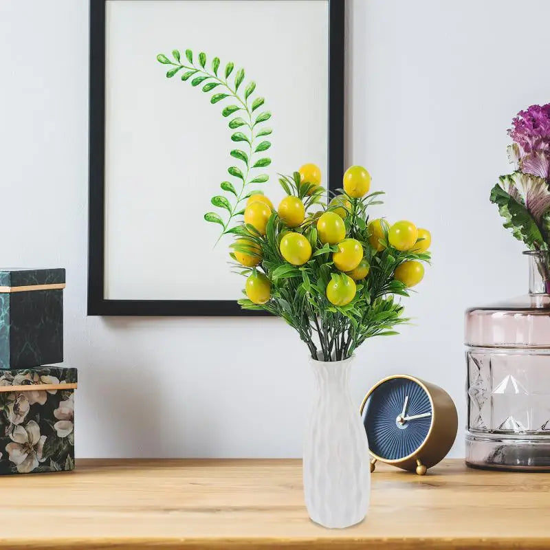 2 Stück Künstliche Zitronenzweige – Plastik Zitronen-Fruchtzweige für Vase, Hochzeit & DIY Dekoration Kaufschwan®
