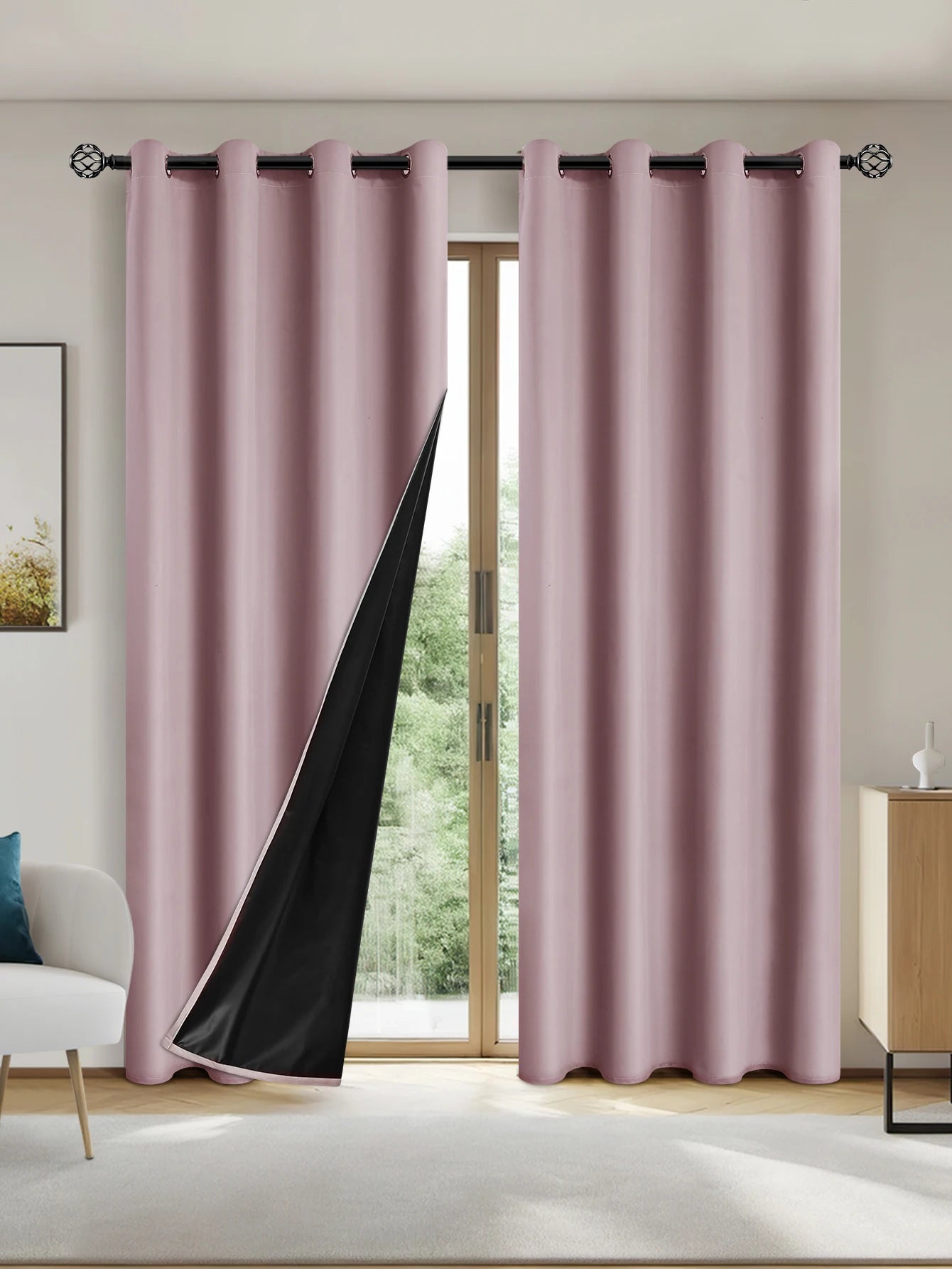 Einfarbiger 100% Verdunkelungsvorhang mit Ösen Voller Sichtschutz für Schlafzimmer Wohnzimmer Kaufschwan®