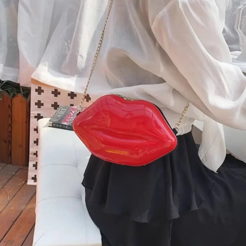 Lippen Design Schultertasche – Luxus Designer-inspirierte Damen Messenger & Handtasche | Einfarbige Zipper Umhängetasche Kaufschwan®