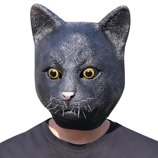 Lustige Schwarze Katzenmaske – Latex Cosplay Kapuzenmaske für Party, Halloween & Kostüm Requisite Kaufschwan®