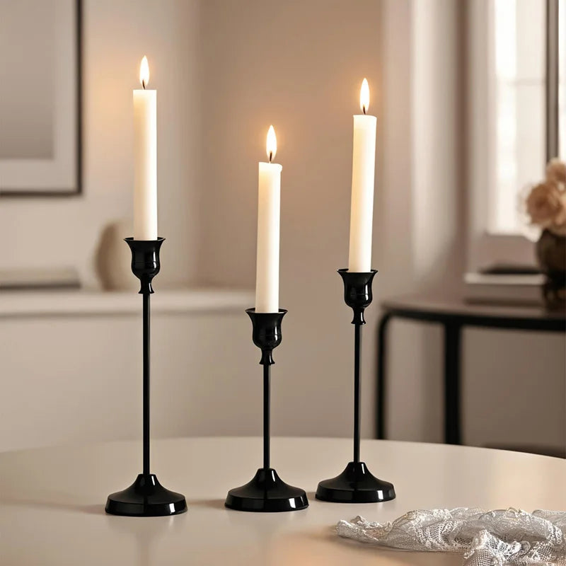 Set aus 3 Vintage Metall Aluminium Kerzenhaltern – Elegante Tischdekoration für Hochzeit, Zuhause & Hotel Kaufschwan®