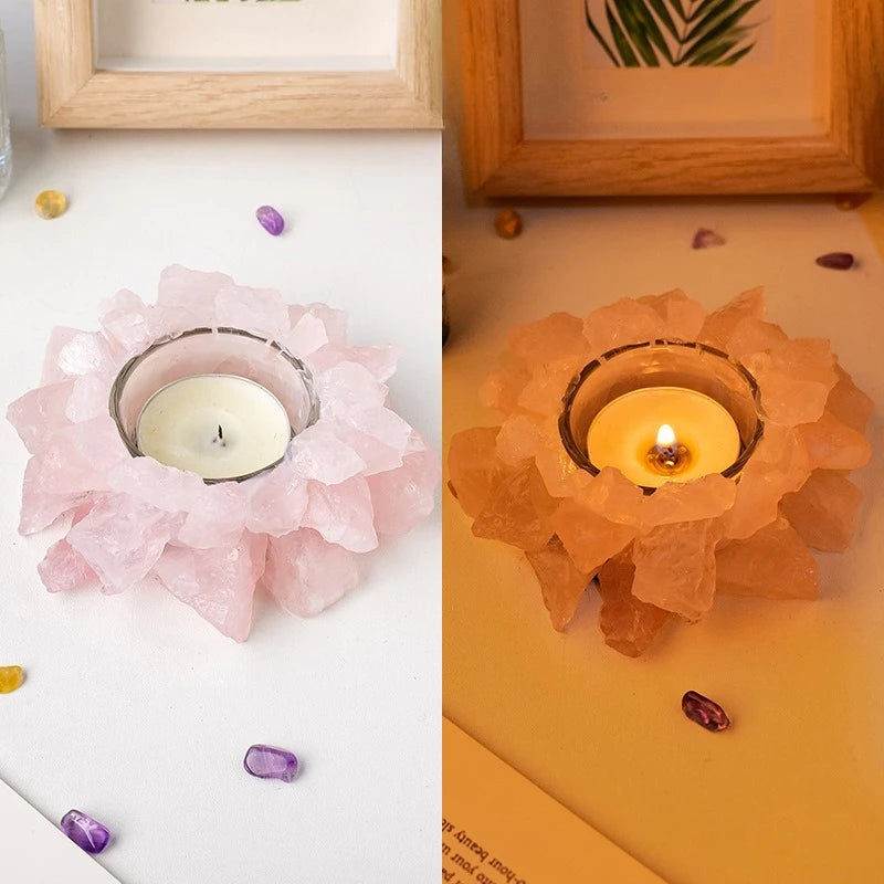 Natürlicher Kristall Rohstein Kerzenhalter – Amethyst, Citrin & Rosenquarz Aromatherapie Stein für Weihnachten & Wohndekoration Kaufschwan® Design 10