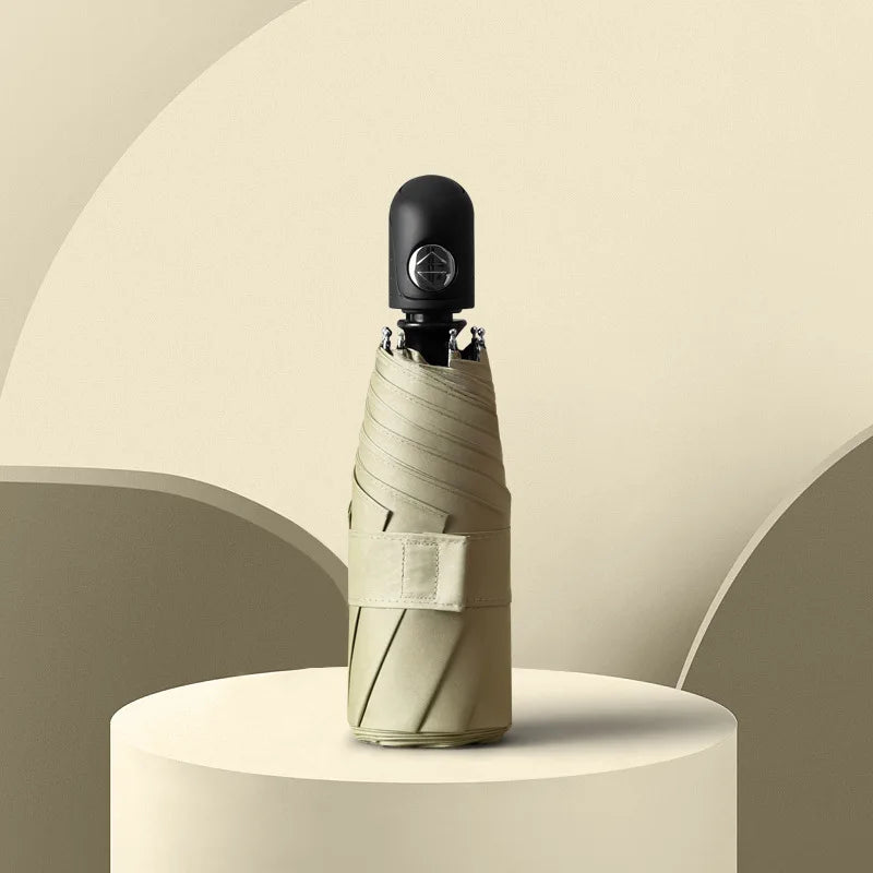 Mini Vollautomatischer Schirm – UV-beständiger Vinyl-Sonnenschutz 5-Fach Faltbarer Tragbarer Reise-Regenschirm für Sonne & Regen