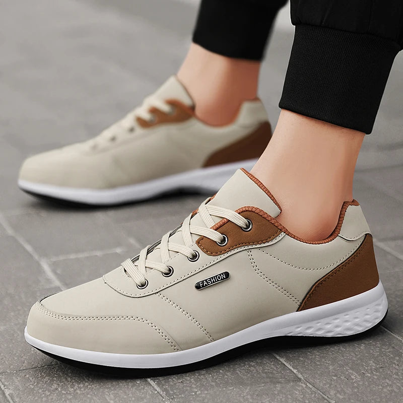 Herren Ledersneaker – Trendige Sportschuhe | Atmungsaktive & Rutschfeste Freizeitschuhe für Reisen & Alltag Kaufschwan®