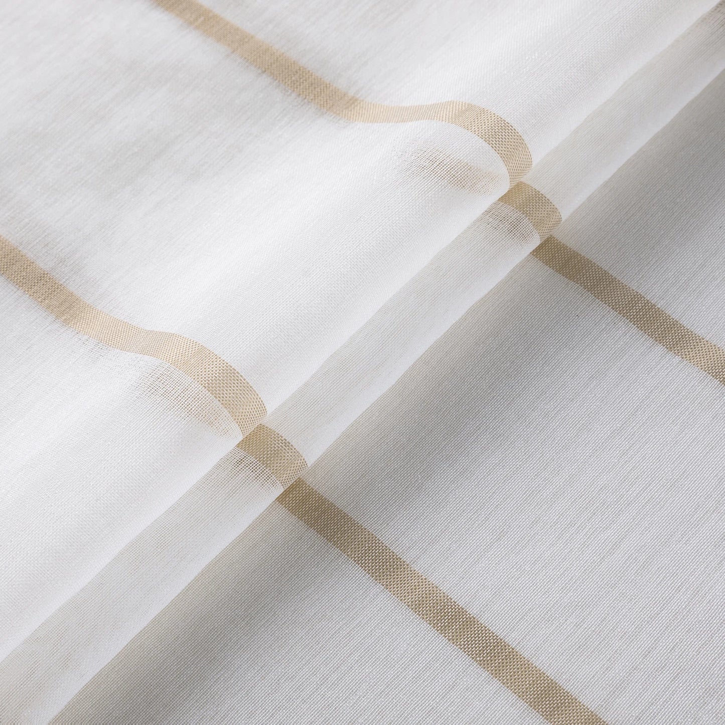 Moderner Gestreifter Halb Transparenter Voile Vorhang mit Ösen für Wohnzimmer Schlafzimmer Büro 2 Stück/Set Kaufschwan®