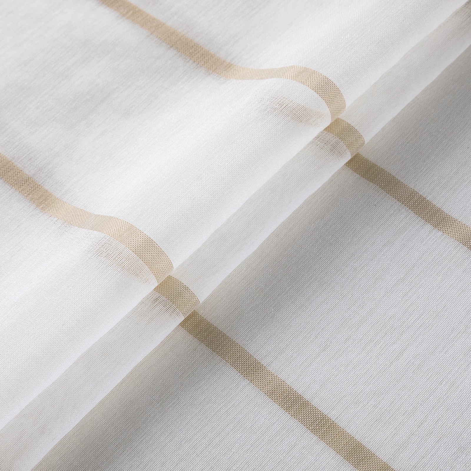 Moderner Gestreifter Halb Transparenter Voile Vorhang mit Ösen für Wohnzimmer Schlafzimmer Büro 2 Stück/Set Kaufschwan®