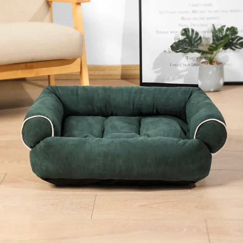Super Weiches Hundebett Sofa – Dickes Warmes Rechteckiges Haustierbett Kaufschwan® Waldgrün S