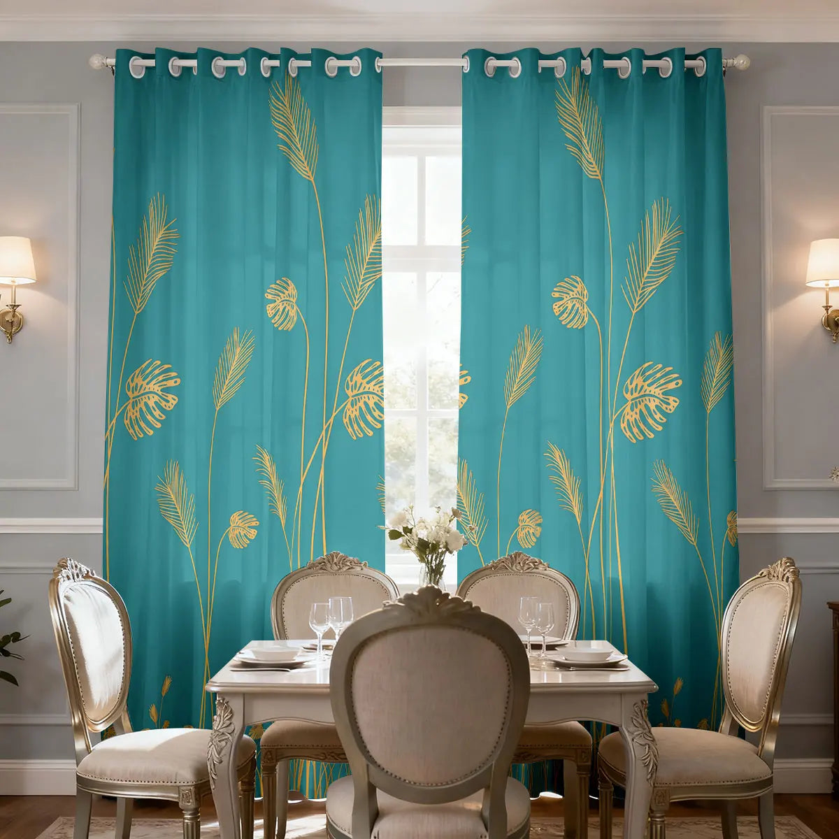 Schilf Pflanzen Print Wollvorhang Lichtblockierend Isoliert für Wohnzimmer Schlafzimmer 2 Stück/Set Kaufschwan®
