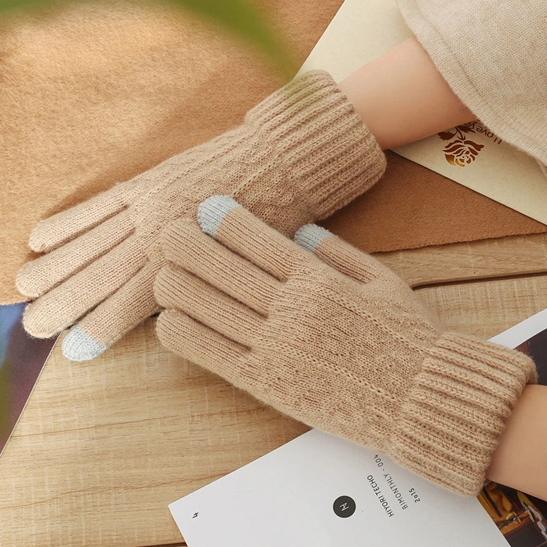 Unisex Winterhandschuhe – Warme Strickhandschuhe mit Fleece-Futter | Touchscreen Vollfinger Handschuhe für Damen & Herren, Fahrrad & Autofahren Kaufschwan®