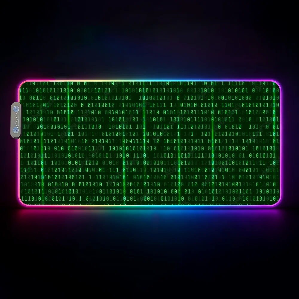 Hacker Code Art RGB LED Mauspad – Großes XXL Rutschfestes Gaming Schreibtischmatte aus Gummi für Tastatur und Computer Kaufschwan®