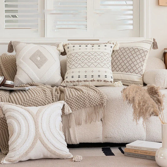 Verschiedene Kissenbezüge | Geometrisches Halbkreis Häkel-Dekokissenbezüge für Sofa & Wohnkultur Kaufschwan®