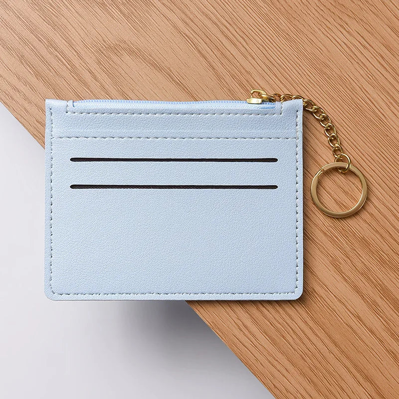 Mini-Kartenetui für Damen & Herren – Schmale Geldbörse mit Reißverschluss für Ausweis, Karten, Münzen & Bargeld Kaufschwan® Blau