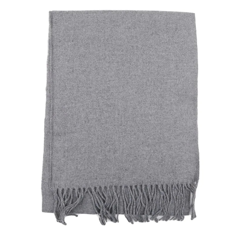 Herbst & Winter Einfarbiger Kaschmir-Imitat Schal | Dickes Lang-Tassel Umschlagtuch für Herren & Damen – Warmer Monochrom Schal Kaufschwan®