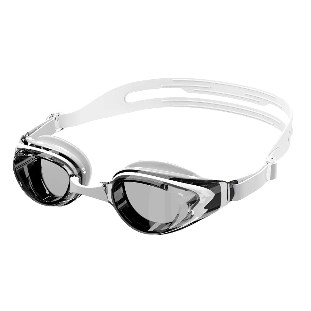 Professionelle Schwimmbrille | Anti-Beschlag & Wasserdicht | Auslaufsicher mit 100% UV-Schutz für Herren & Damen Kaufschwan® Weiß Grau
