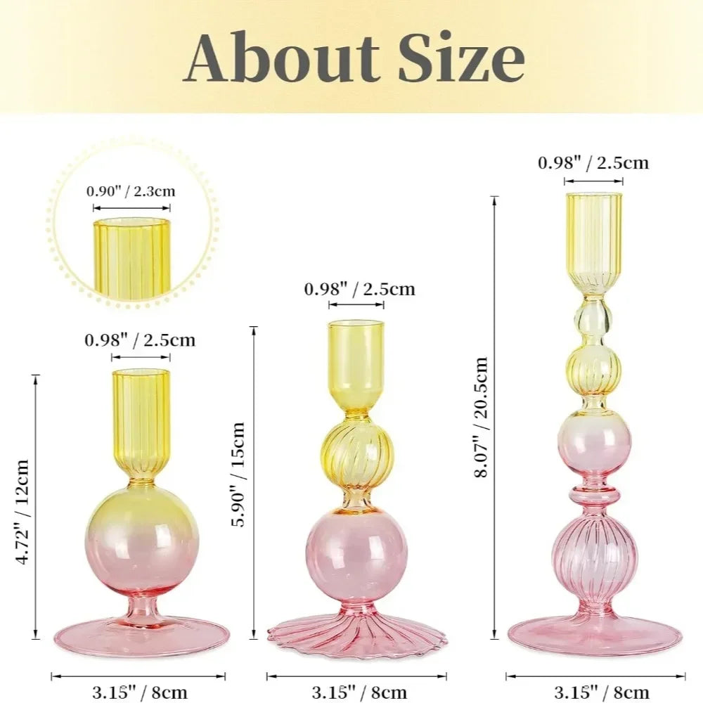 Transparente (3 Stück) Kerzenhalter – Elegante Gewellte Kerzenständer für Stabkerzen zur Wohn- & Party Dekoration Kaufschwan®