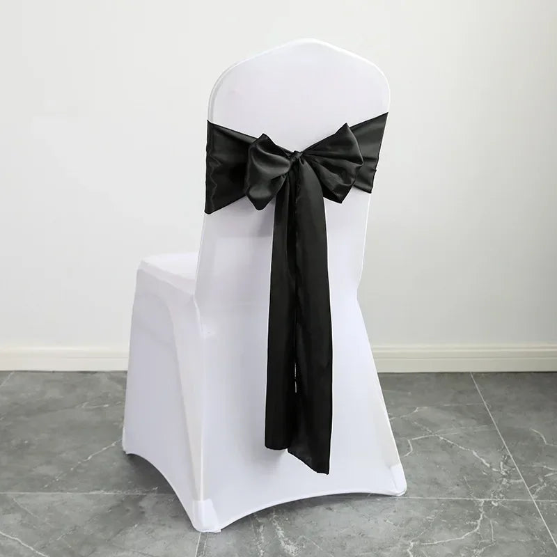 Satin Stuhlschleifen – Hochzeits Schleifenband für Stuhl Dekoration Kaufschwan® Schwarz 10 Stück