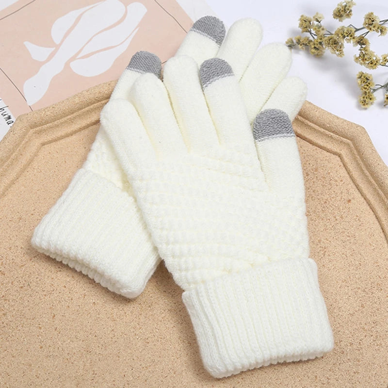 Winter Touchscreen Strickhandschuhe – Warme Unisex Vollfinger Handschuhe | Verdickte Strickhandschuhe aus Kunstwolle für Damen & Herren Kaufschwan®