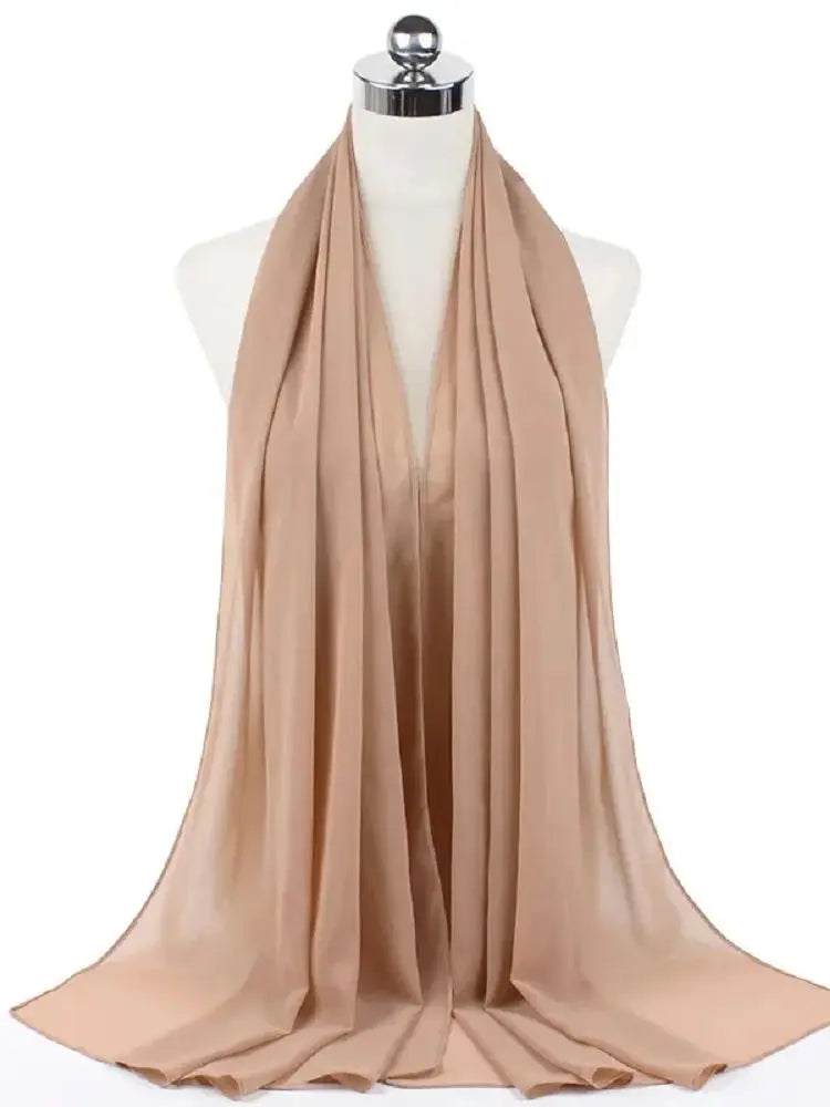 Damen Hijab aus Chiffon – Sofort Tragbares Kopftuch | Einfarbiger Instant Hijab Schal, Arabischer Wrap & Islamischer Schal Kaufschwan® Hellbraun 2