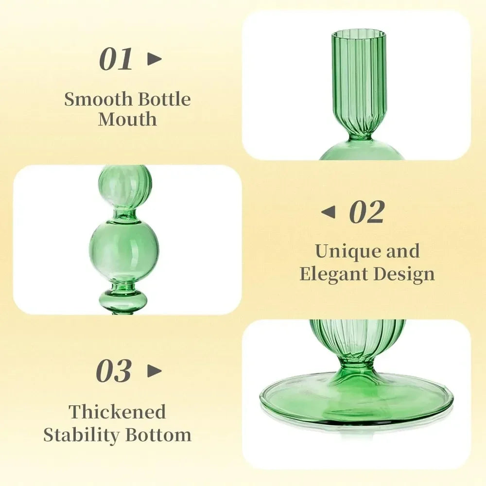 Transparente (3 Stück) Kerzenhalter – Elegante Gewellte Kerzenständer für Stabkerzen zur Wohn- & Party Dekoration Kaufschwan®