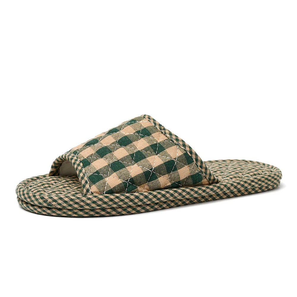 Leichte Damen & Herren Hausschuhe aus Baumwolle | Florale Retro Indoor-Schuhe | Rutschfest & Bequem für Zuhause Kaufschwan® Grün 45