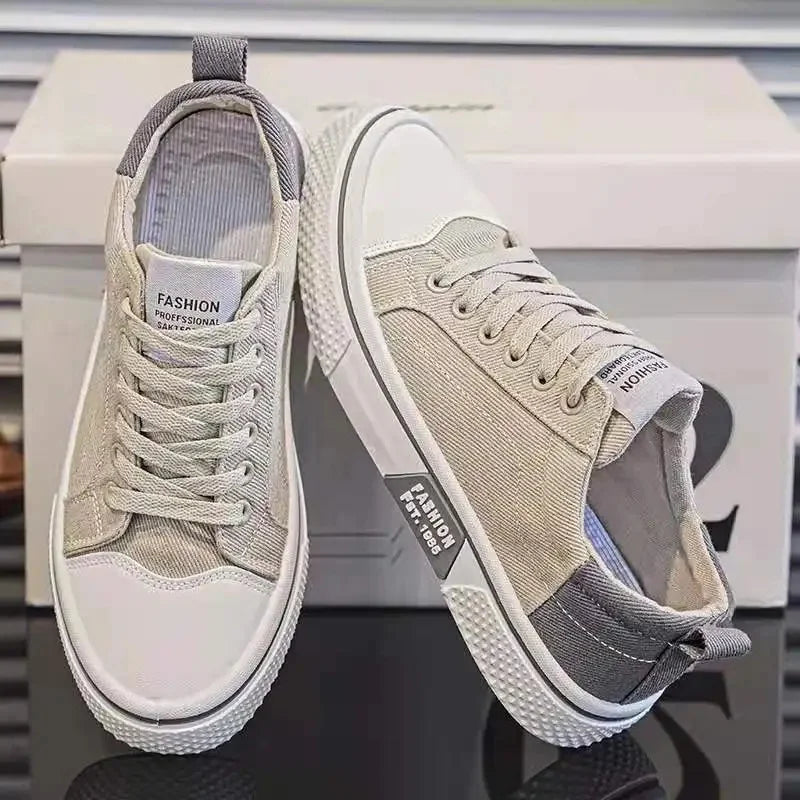 Herren Canvas Schuhe in Großen Größen – Atmungsaktive Slip-On Sneaker | Bequeme Sommer Freizeitschuhe mit Rutschfester Gummisohle Kaufschwan® Beige 37