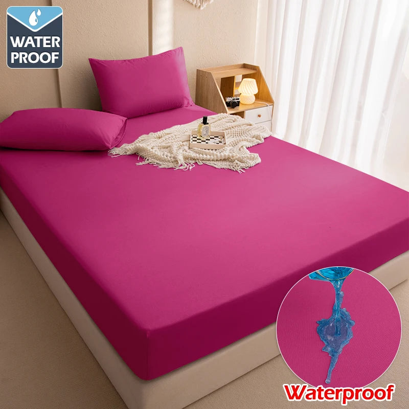 100% Wasserdichter Matratzenschoner – Spannbettlaken-Stil mit Gummizug | Einzel-, Doppel- & King-Size (140/160/180x200cm) Kaufschwan® Pink 152X203X30CM