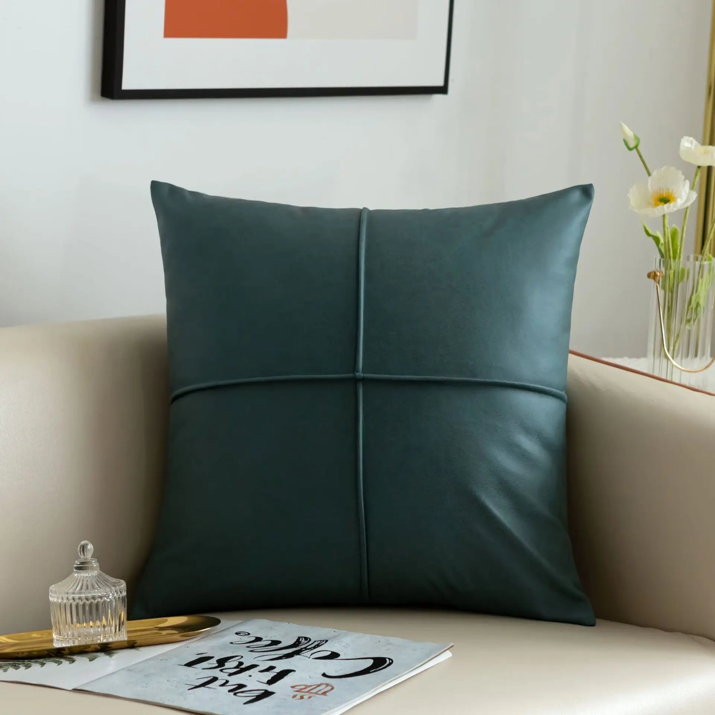 Luxus Kunstleder Dekokissen | Rechteckiges Sofakissen für Wohnzimmer Kaufschwan®