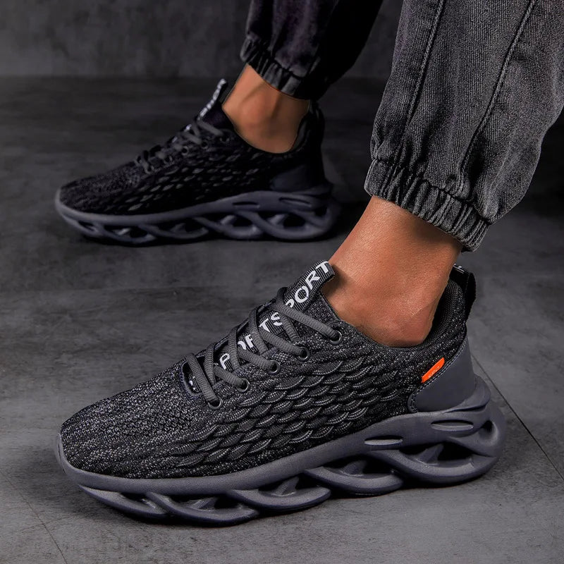Sommer Herren Sneaker – Hochwertige Einfarbige Sportschuhe & Tennisschuhe | Atmungsaktive Schnürschuhe fürs Laufen, Training & Outdoor Kaufschwan® Dunkelgrau 39