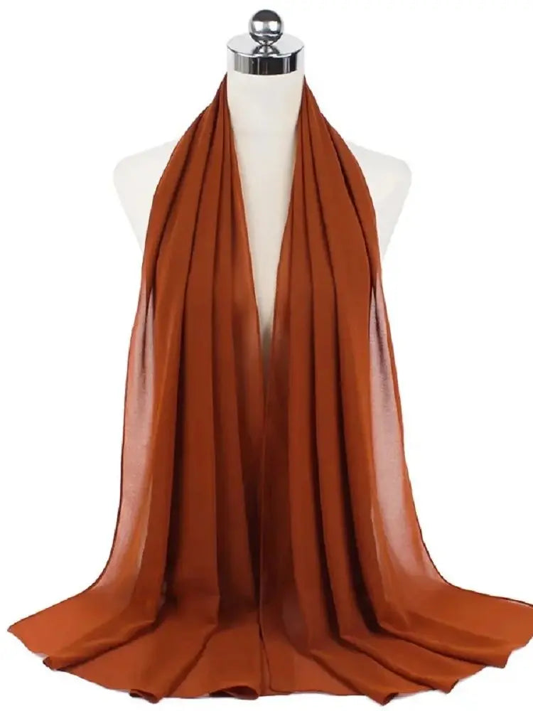 Damen Hijab aus Chiffon – Sofort Tragbares Kopftuch | Einfarbiger Instant Hijab Schal, Arabischer Wrap & Islamischer Schal Kaufschwan® Rostrot