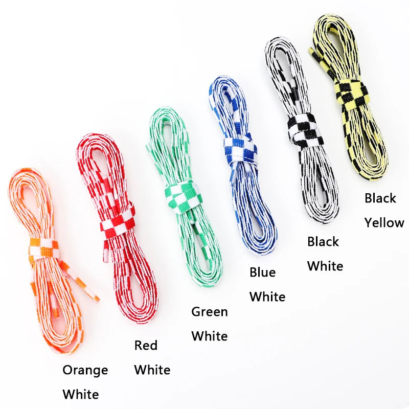 Karierte Schnürsenkel – Flache Schwarz-Weiß Plaid Laces | Modische Schnürbänder für Sneaker & Freizeitschuhe Damen & Herren, 1 Paar Kaufschwan®