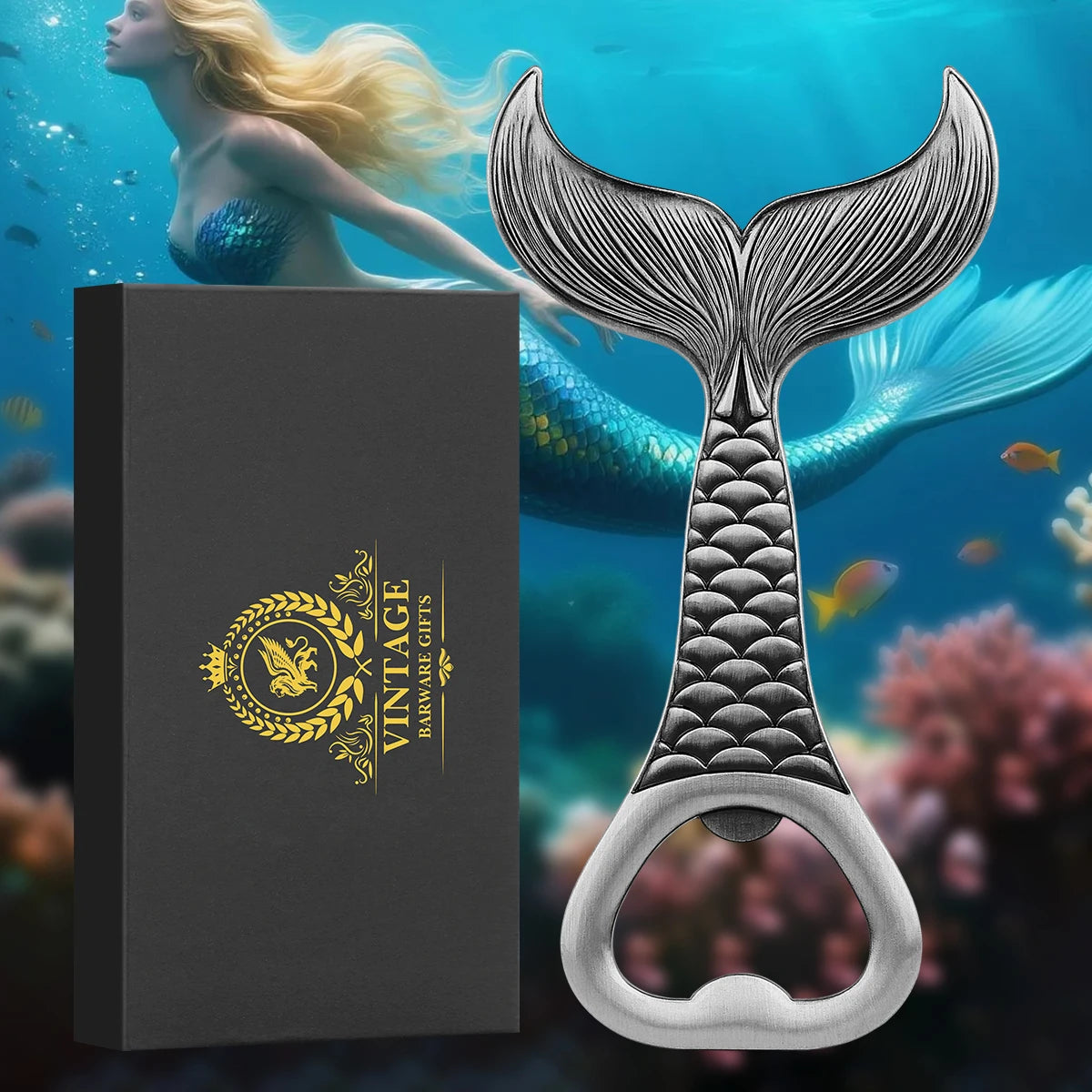 Fischschwanz Bierflaschenöffner aus Metall – Luxuriöser Korkenzieher für Angler Kaufschwan®