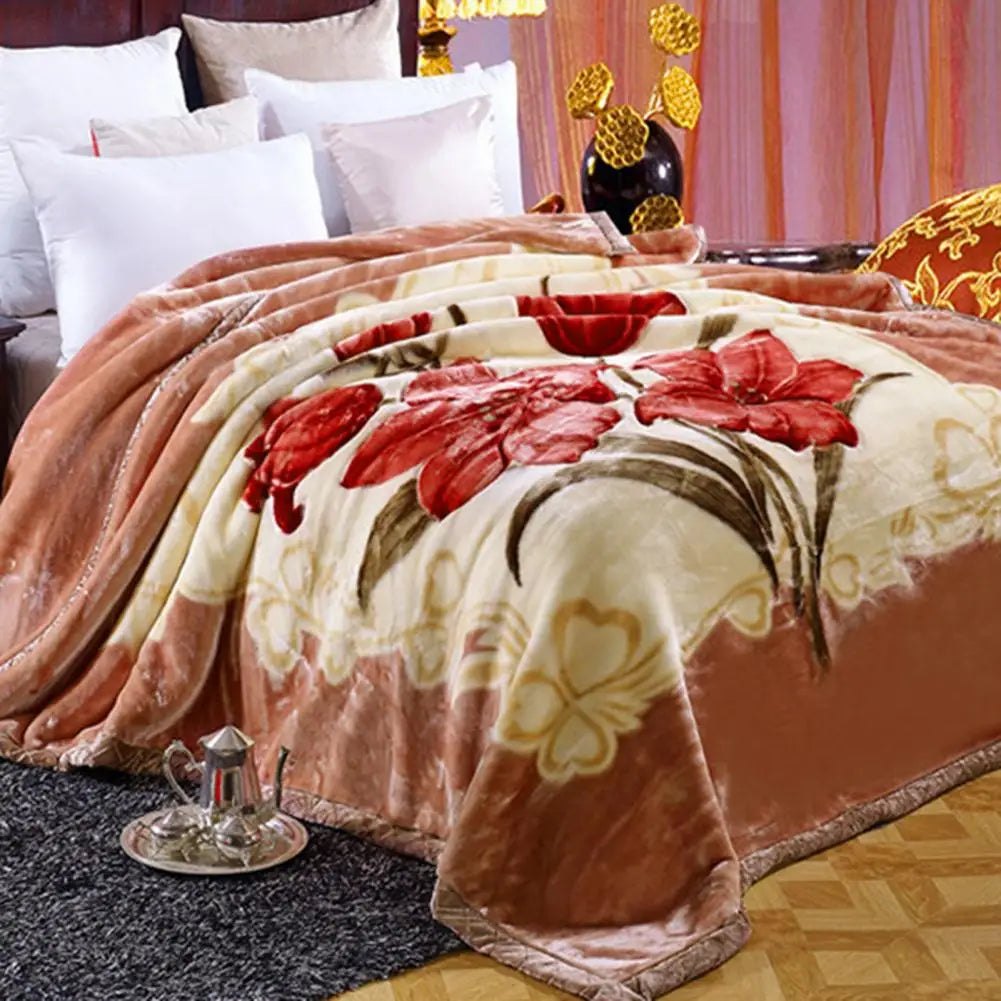 Extra Kuschelige Schwere Doppel-Lagige Flauschige Flanell-Decke mit Blumenmuster – Luxuriöser Überwurf für maximalen Komfort Kaufschwan®