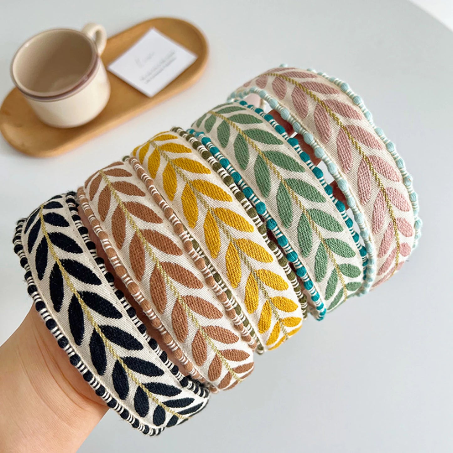 Haarreif mit Blätterstickerei – Modischer Turban Haarreif für Damen & Mädchen | Frühlingsaccessoire Kaufschwan®