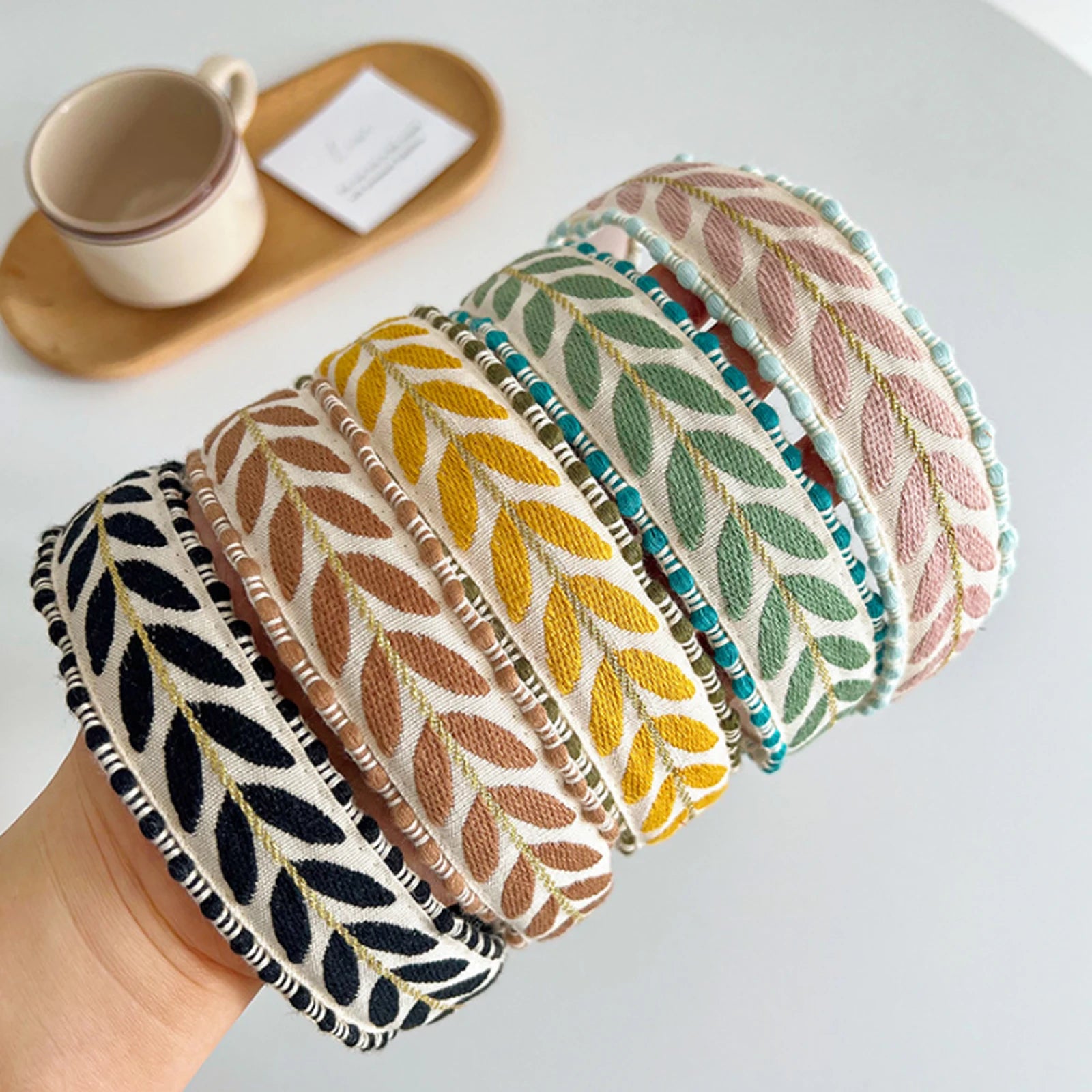 Haarreif mit Blätterstickerei – Modischer Turban Haarreif für Damen & Mädchen | Frühlingsaccessoire Kaufschwan®